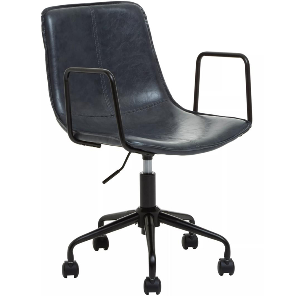 Premier Housewares Branson Grey Leather Swivel Office Chair Image 2