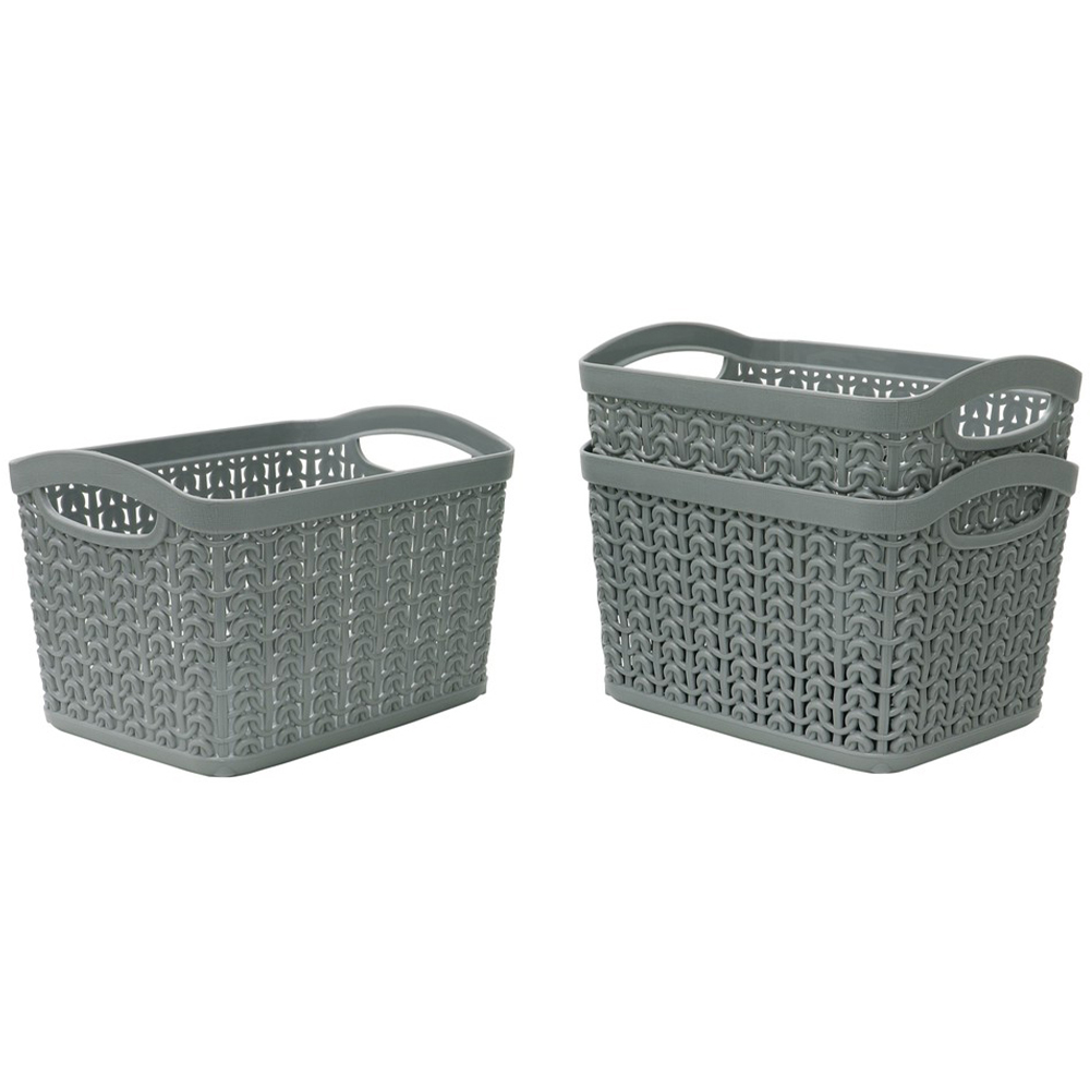 JVL Loop 1.5L Set of 3 Grey Storage Baskets Image 1