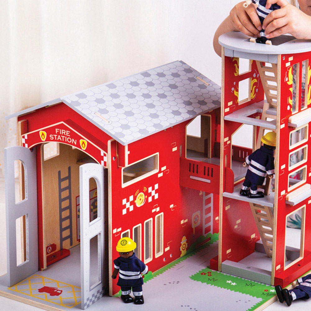 Bigjigs Toys City Fire Station Playset Image 2