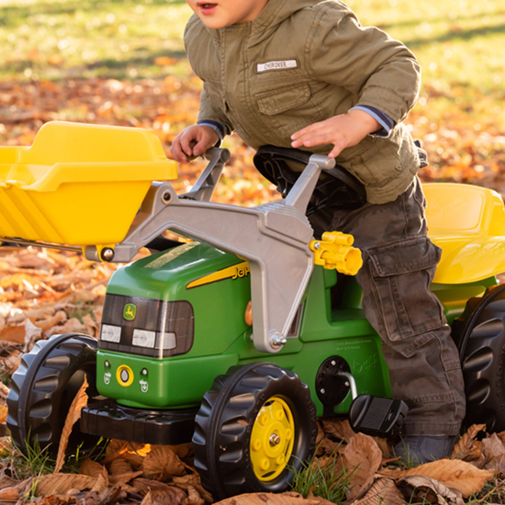 Robbie Toys John Deere Green and Yellow Tractor with Front Loader and Trailer Image 4
