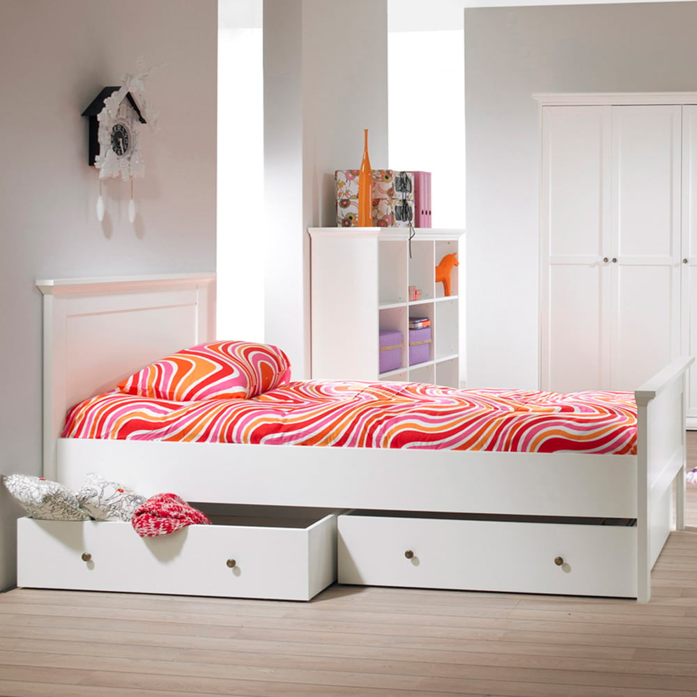 Florence Paris White Underbed Storage Drawer for Single Bed Image 1
