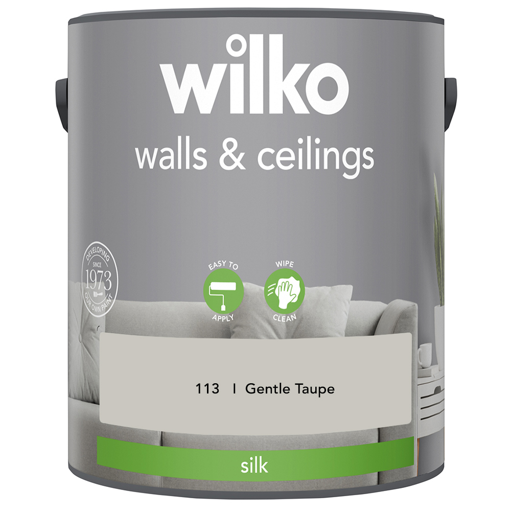 Wilko Walls & Ceilings Gentle Taupe Silk Emulsion Paint 5L Image 2