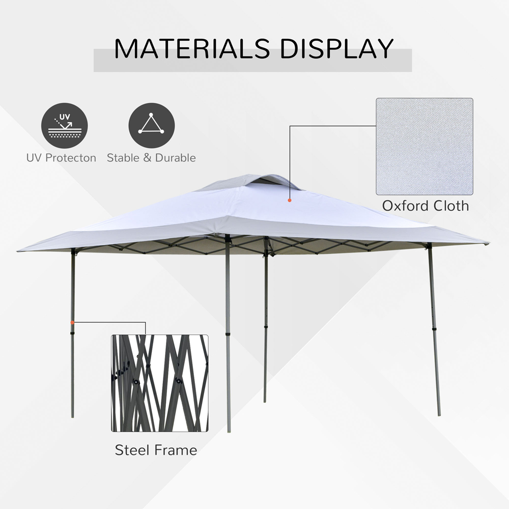 Outsunny 4 x 4m White Pop Up Adjustable Gazebo with Roller Bag Image 3