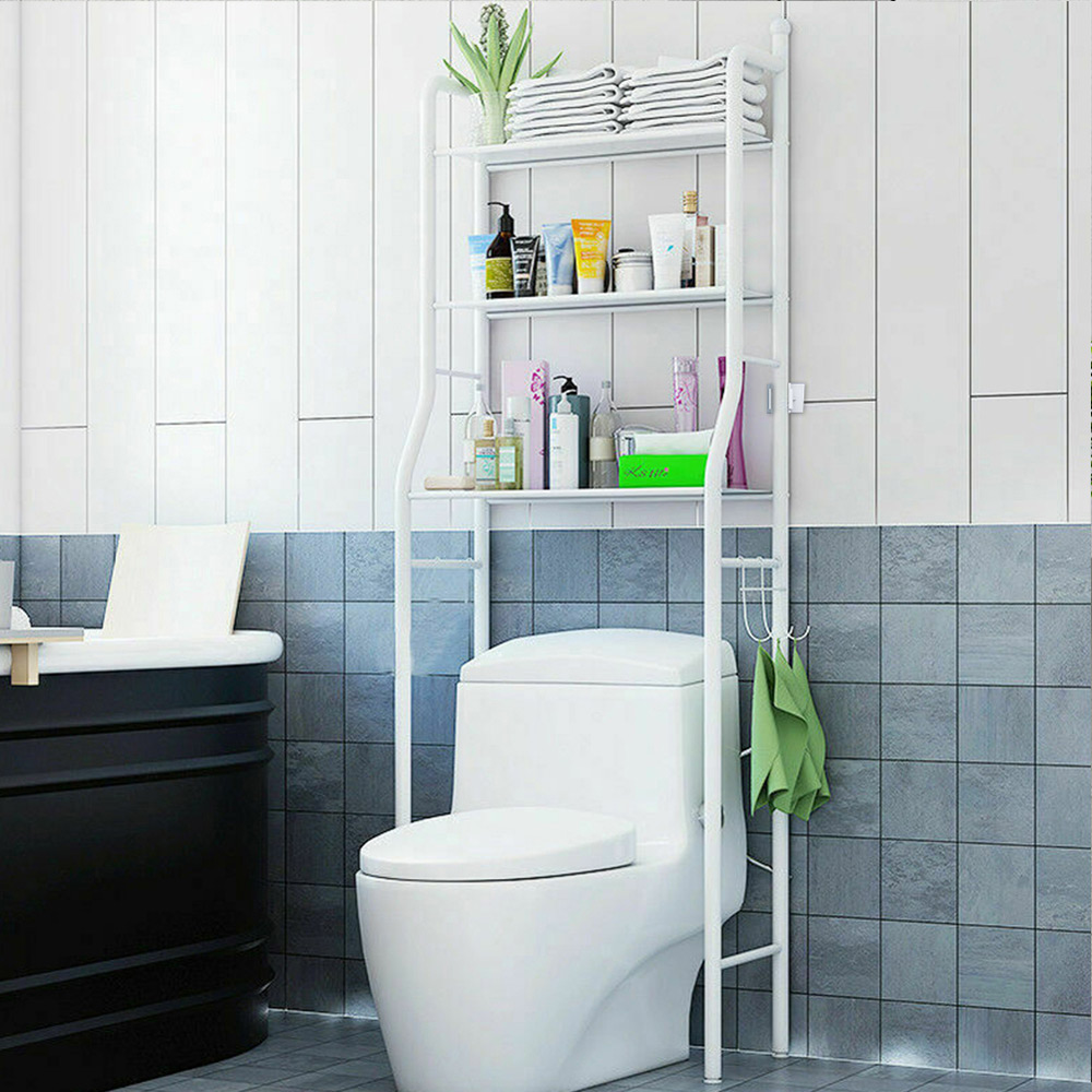 Living And Home WH0908 White Metal Bathroom Storage Rack Image 2