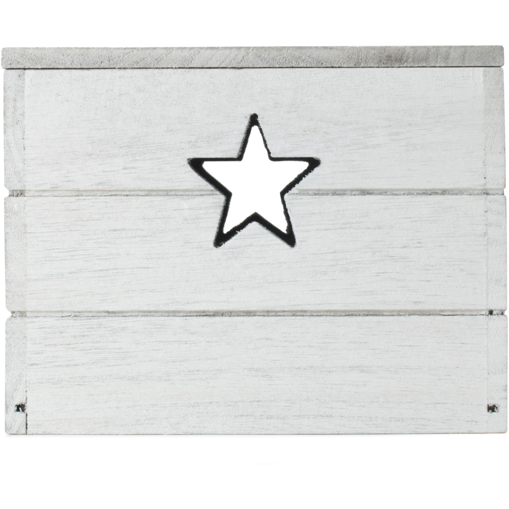Red Hamper Small Wooden Vintage Star Cut Out Storage Box Image 2