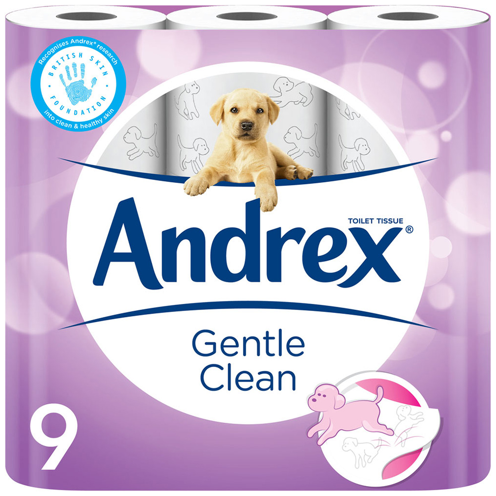 Andrex Gentle Clean Toilet Tissue 9 Rolls Image 1