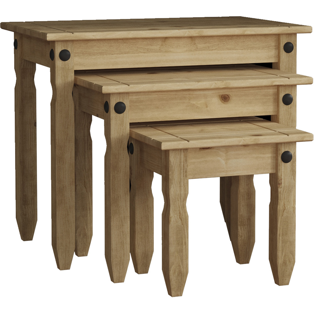 Vida Designs Corona Pine Nest of Tables Set of 3 Image 2