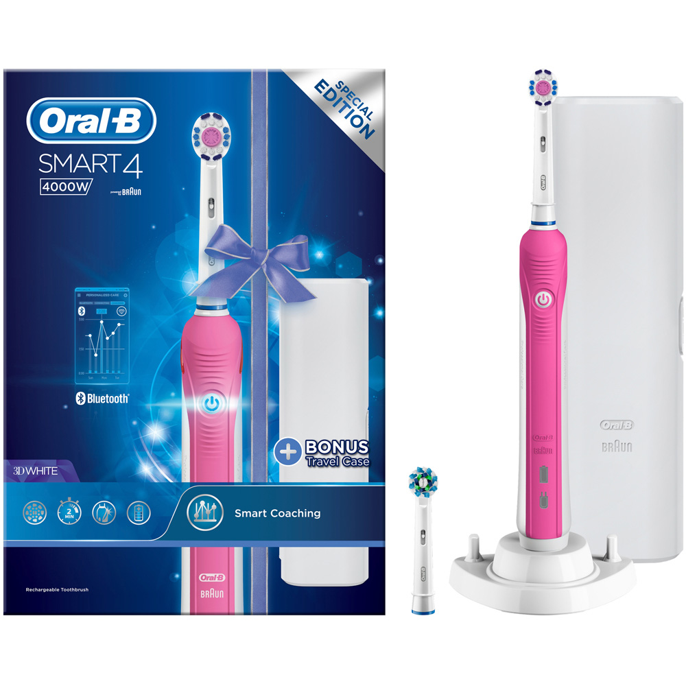 Oral-B Smart 4 4000W 3DWhite Pink Electric Tooth Brush Image 4