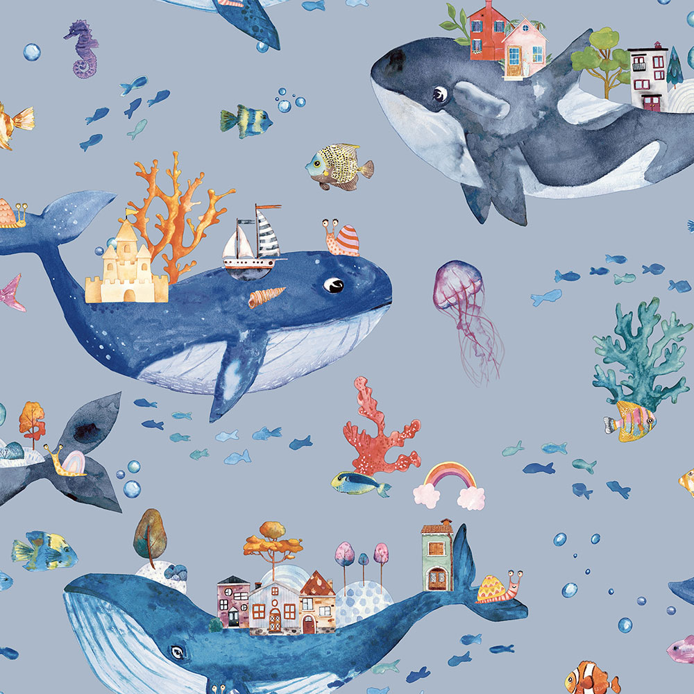Holden Decor Whale Town Blue Wallpaper Image 1