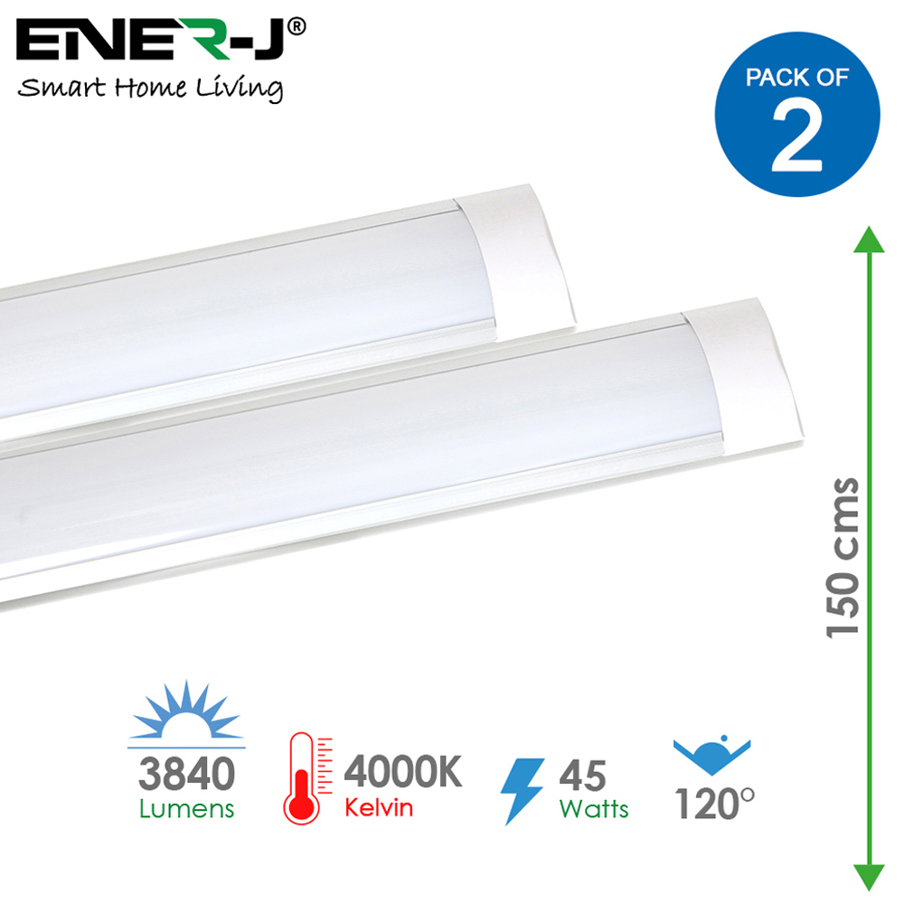 ENER-J 45W 4000K LED Prismatic Batten 150cm 2 Pack Image 7