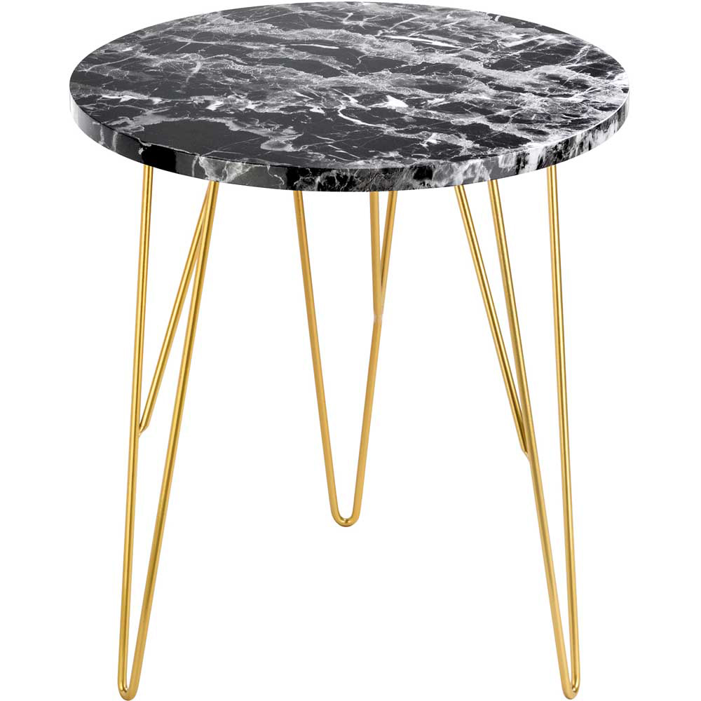 Fusion Black Faux Marble Top Side Table Image 2