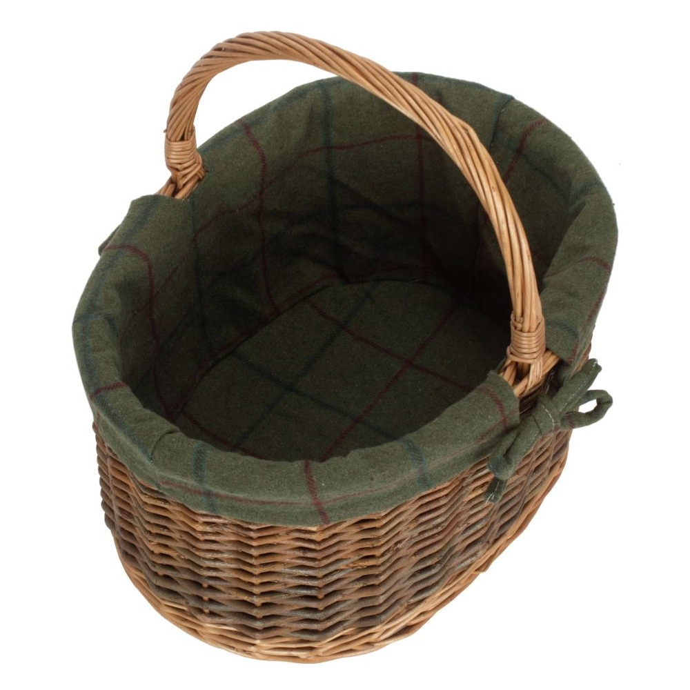 Red Hamper Large Country Oval Green Tweed Lined Wicker Shopping Basket Image 2