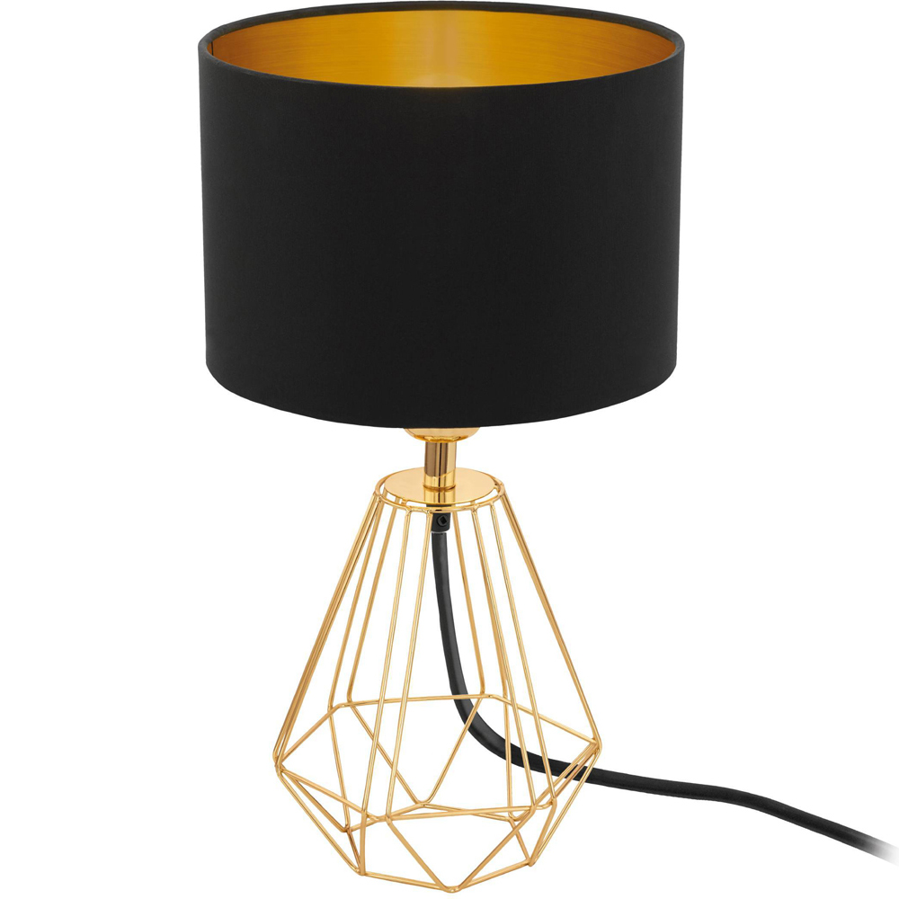 EGLO Carlton 2 Black and Brass Geometric Table Lamp Image 1