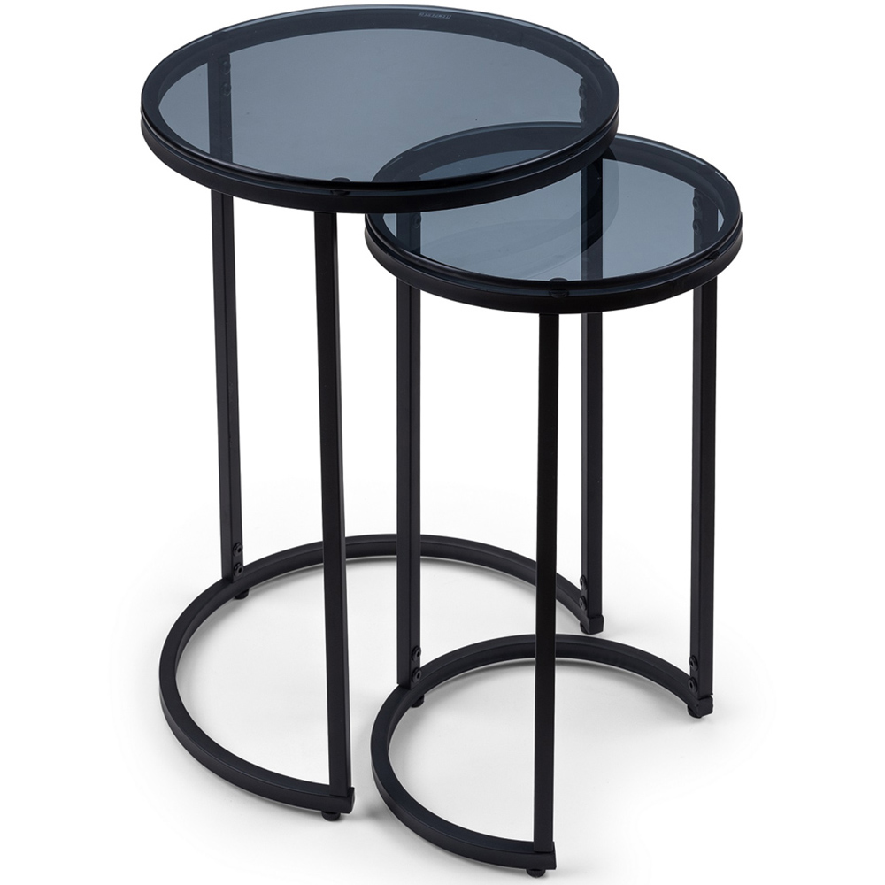 Julian Bowen Chicago Smoked Glass Round Nest of Side Tables Set of 2 Image 2