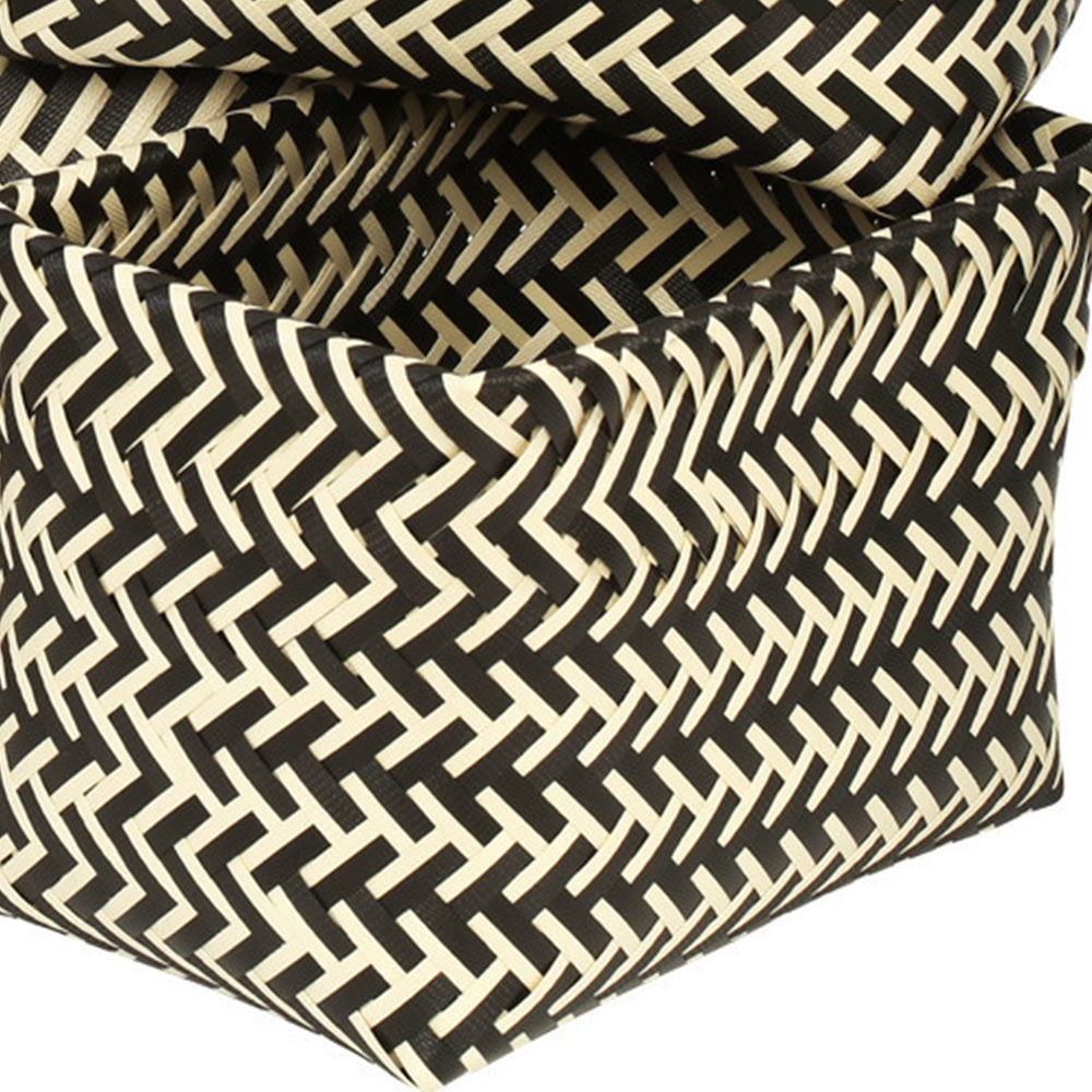 Premier Housewares Black and White Woven Storage Basket Set of 5 Image 6