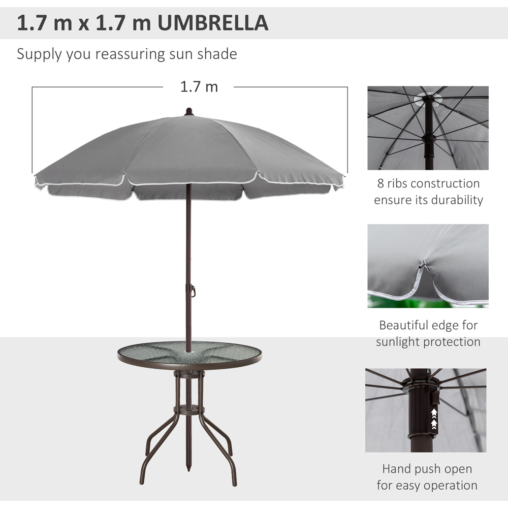 Outsunny 4 Seater Grey Garden Dining Set with Umbrella Image 7