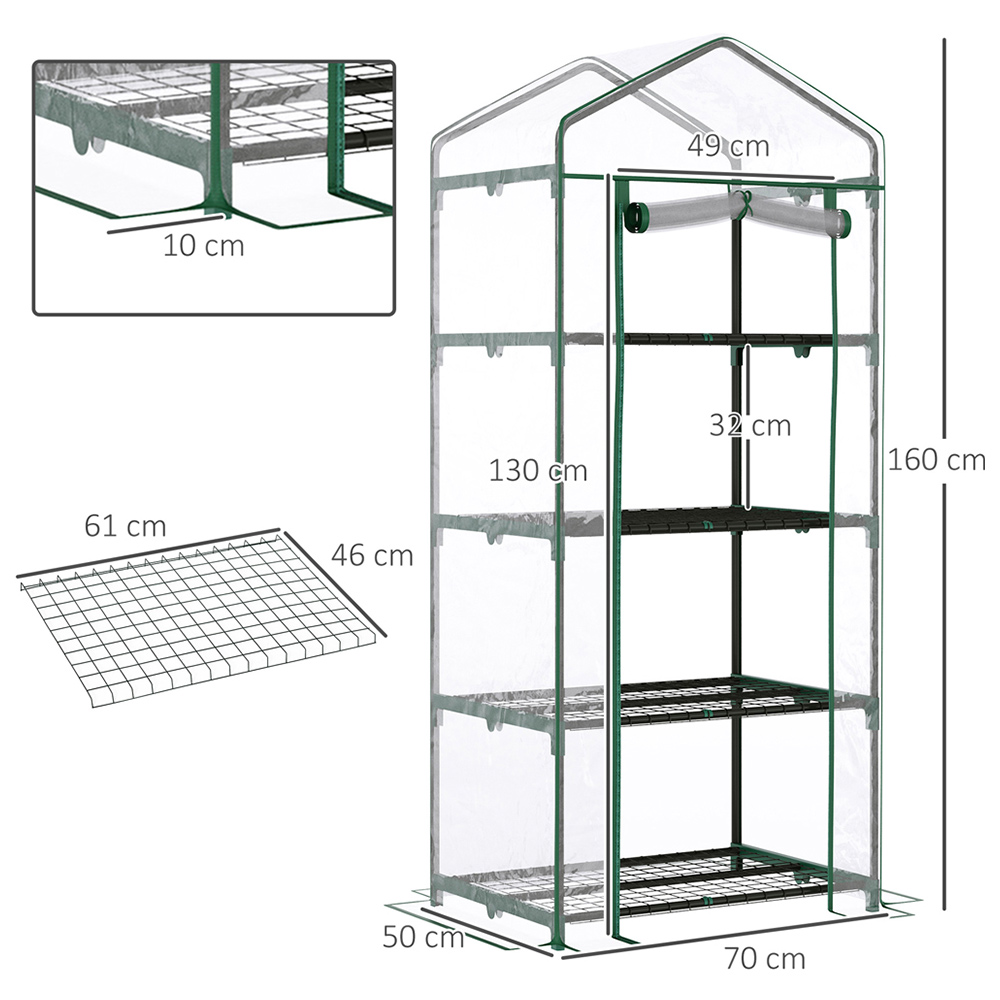 Outsunny 4 Tier PVC 2.3 x 1.6ft Mini Greenhouse Image 5