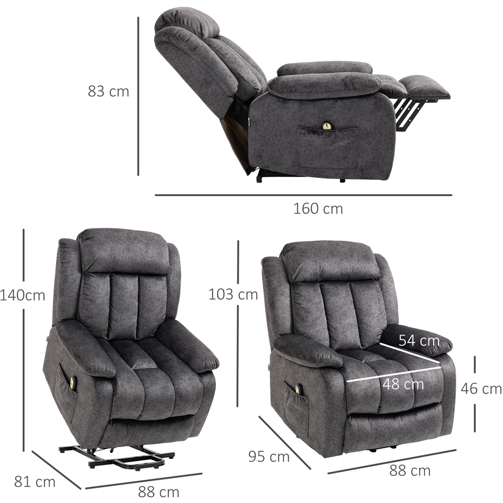 Portland Grey Microfibre Riser Recliner Chair with Remote Image 7