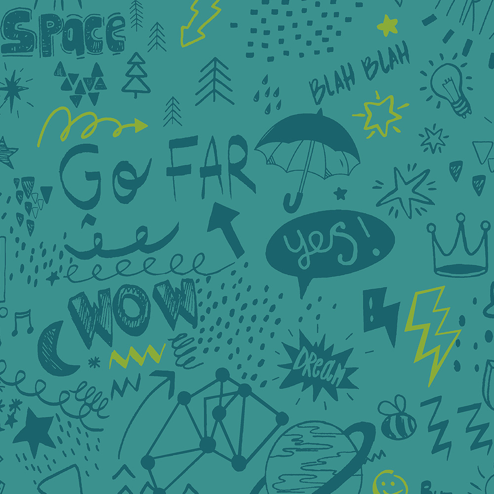 Holden Decor Doodle Teal Neon Yellow Wallpaper Image 4