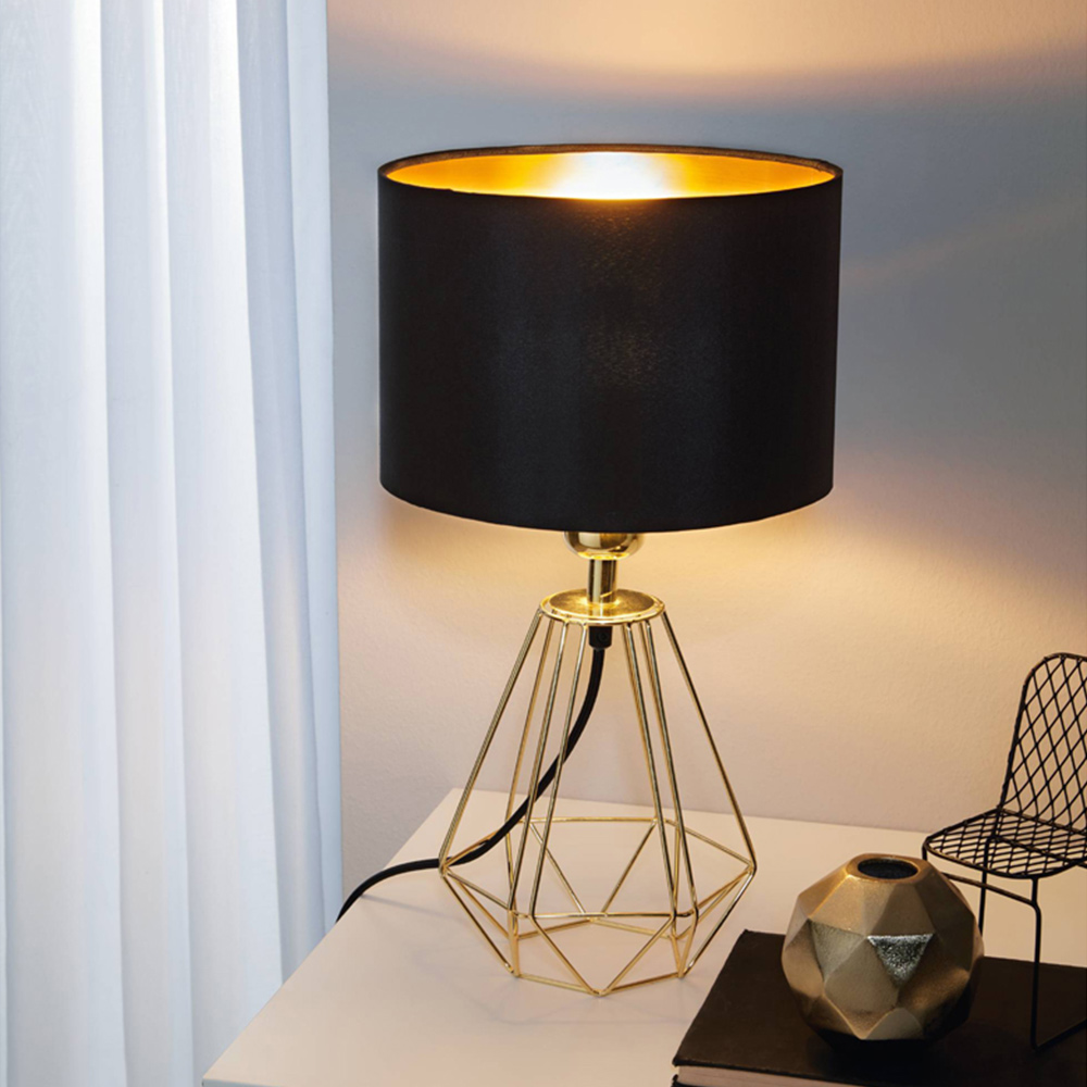 EGLO Carlton 2 Black and Brass Geometric Table Lamp Image 2