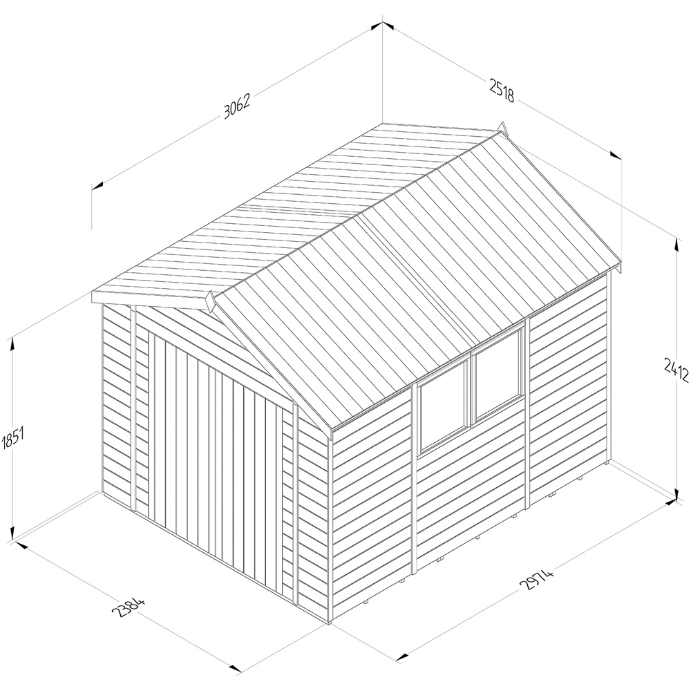Forest Garden Timberdale 10 x 8ft Double Door Pressure Treated Apex Shed Image 9