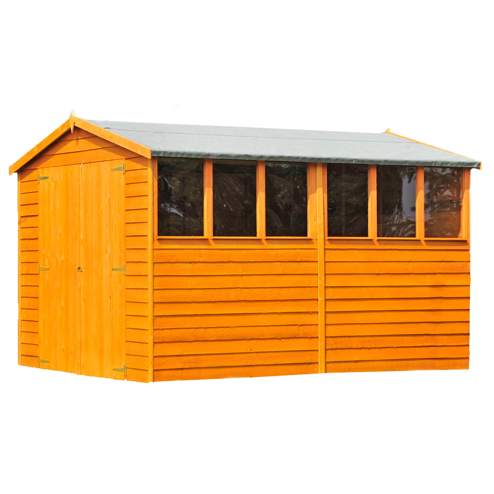 Shire 10 x 8ft Double Door Dip Treated Overlap Apex Shed Image 1