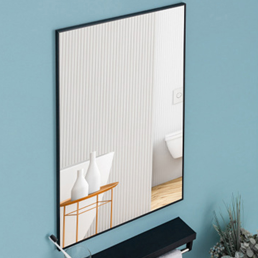 Living And Home CD0548 Black Aluminum Frame Modern Wall Mounted Mirror 40 x W60cm Image 5