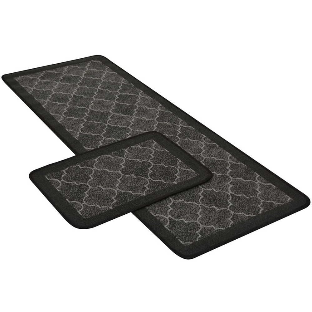 Spanish Tile Black Runner with Mat 57 x 180cm and 57 x 40cm Image 1