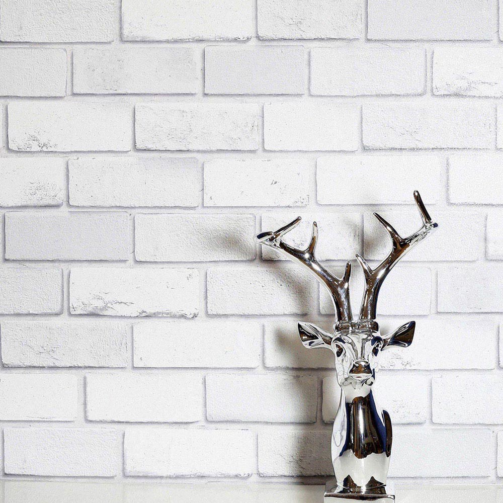 Arthouse Diamond White Brick Wallpaper Image 3