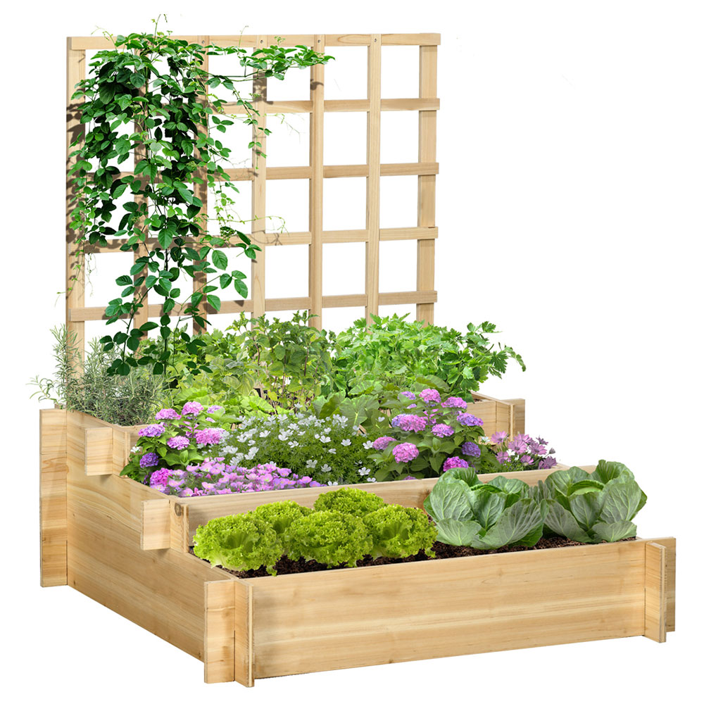 Outsunny Garden Planters with Trellis Image 3