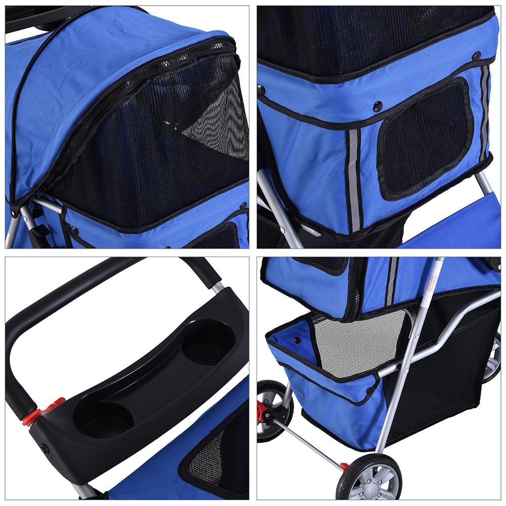 PawHut Pet Stroller With Basket Blue Image 2