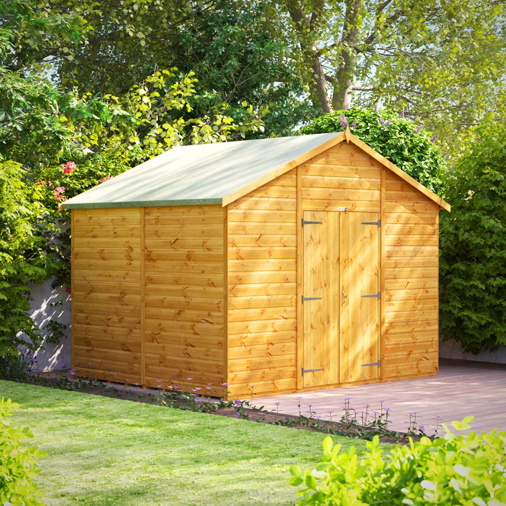 Power Sheds 8 x 10ft Double Door Apex Wooden Shed Image 2