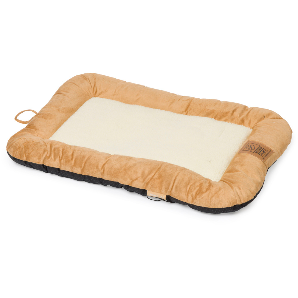 House Of Paws Small Tan Faux Sheepskin Crate Mat Image 1