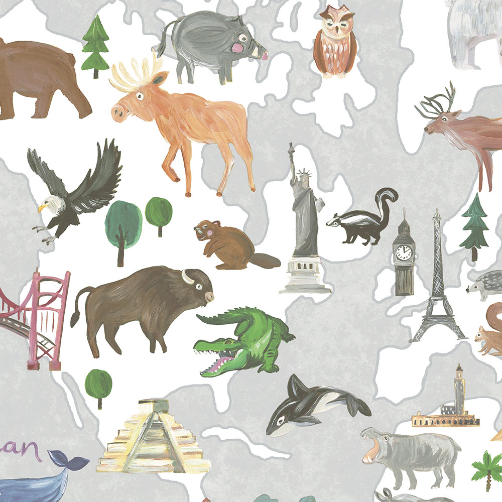 Holden Decor Animal Maps Grey Wallpaper Image 5