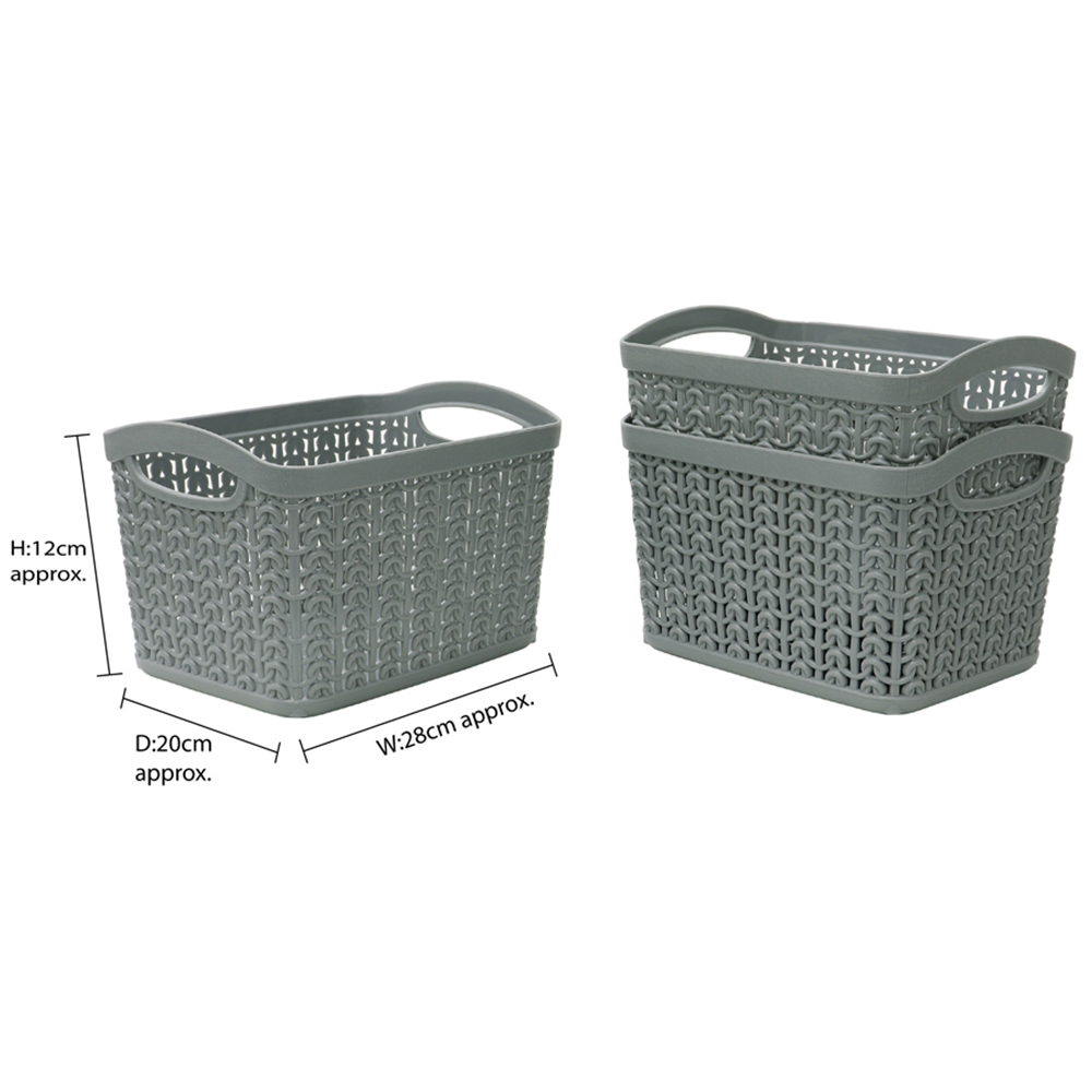 JVL Loop 1.5L Set of 3 Grey Storage Baskets Image 6