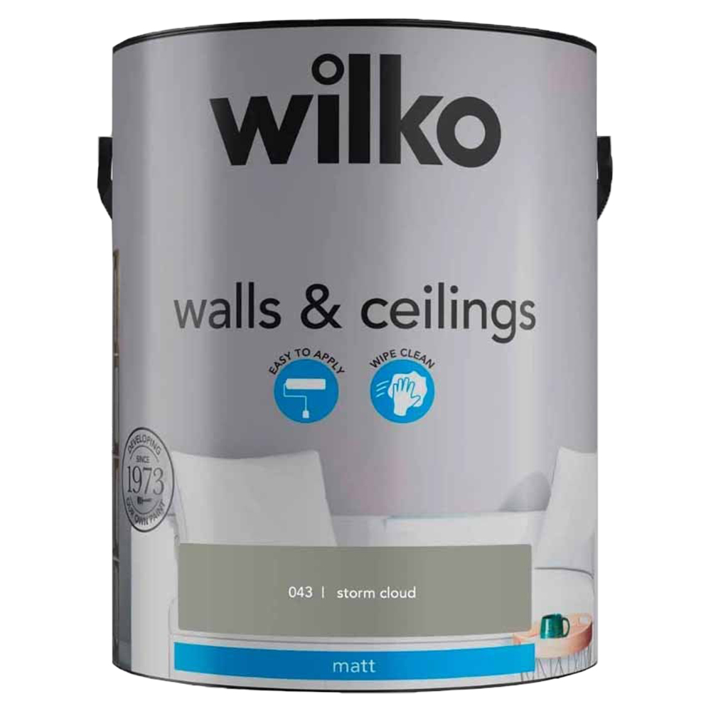 Wilko Walls & Ceilings Storm Cloud Matt Emulsion Paint 5L Image 2