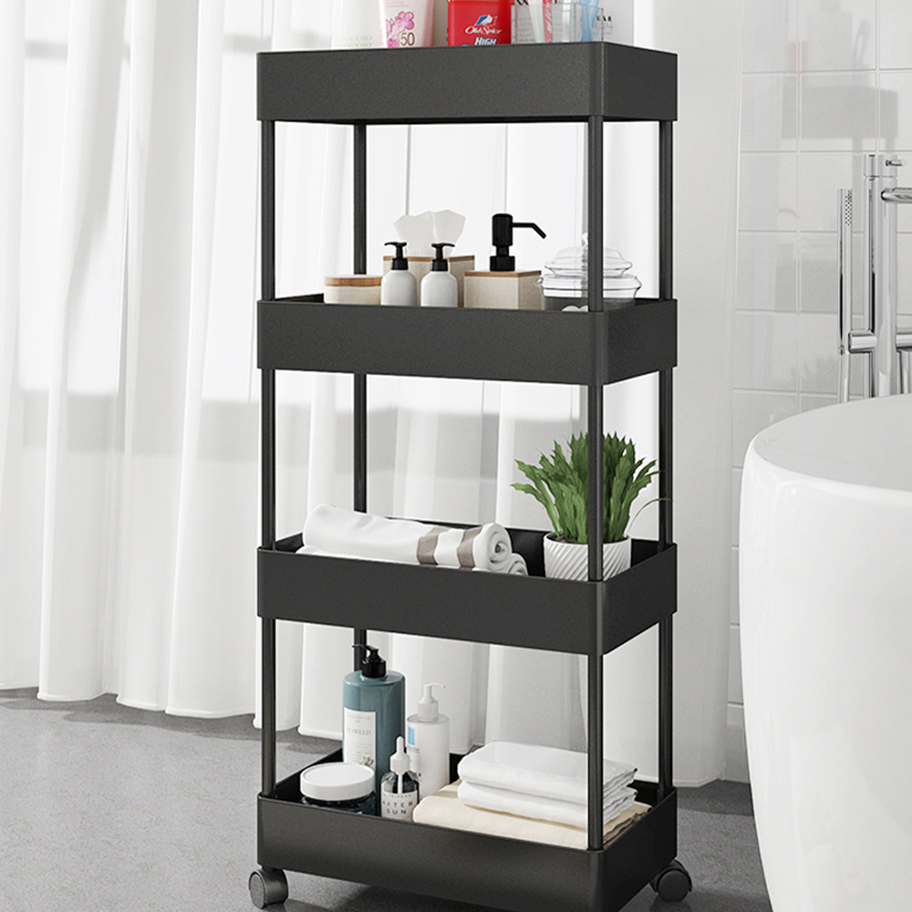Living And Home WH0943 Black ABS Wood Multi-Tier Multi-Purpose Trolley 22cm Image 4