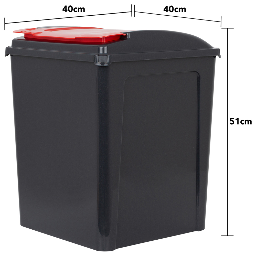 Wham 3 Piece 50L Plastic Recycle Bin Graphite/Asst Red/Green/Yellow Lids Image 5