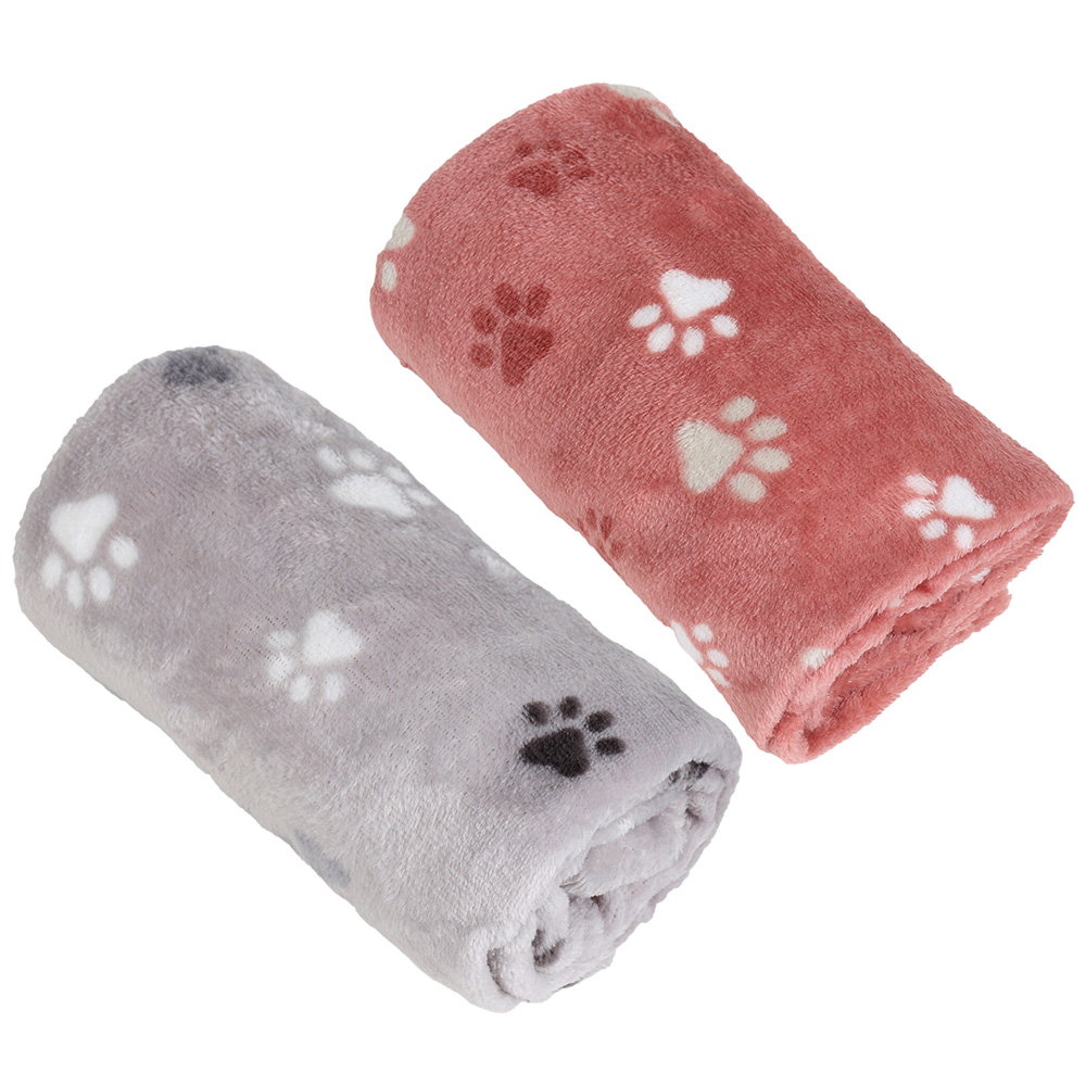 Single Soft Paw Print Pet Blanket in Assorted styles Image 1