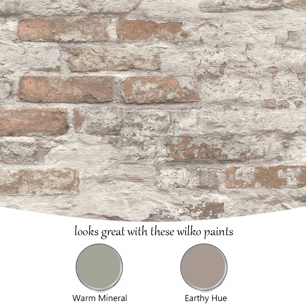Grandeco Whitewashed Battersea Brick Industrial Textured Wallpaper Image 4
