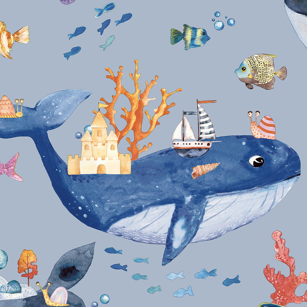 Holden Decor Whale Town Blue Wallpaper Image 3