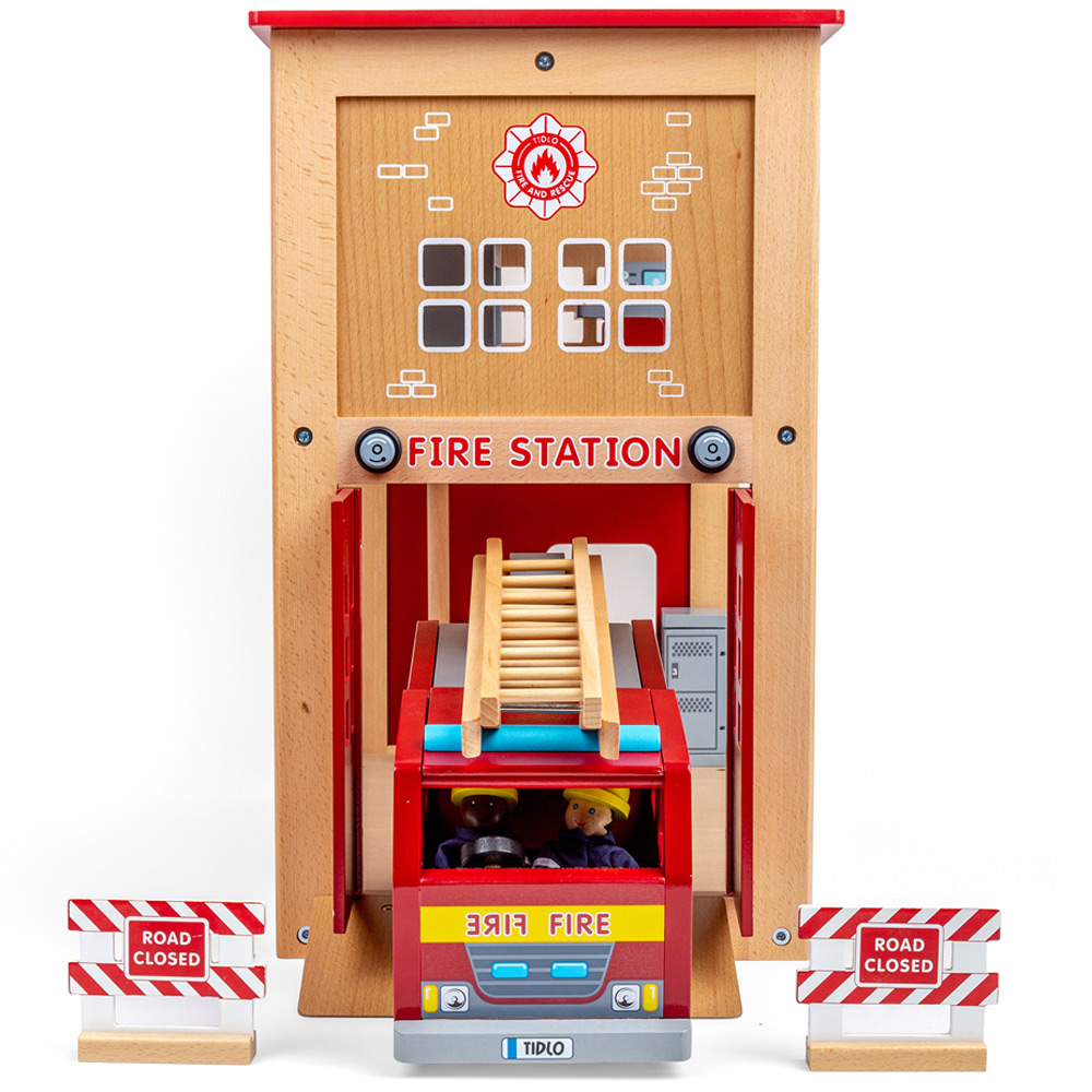 Tidlo Wooden Fire Station Toy Bundle Image 5
