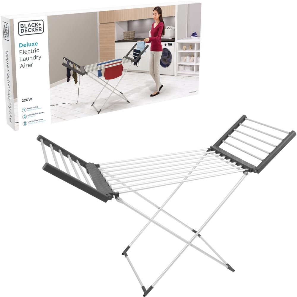 Black + Decker Heated Winged Laundry Airer 11.5m Image 2