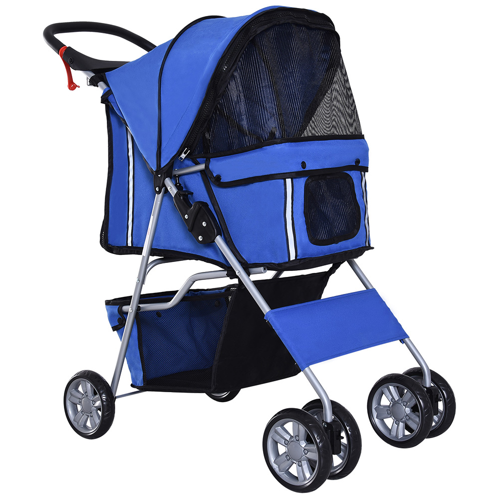 PawHut Pet Stroller With Basket Blue Image 1