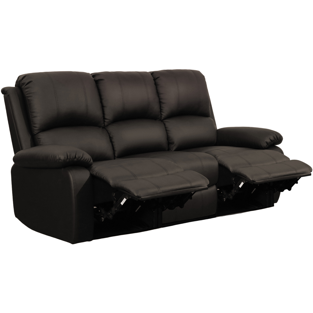 Brooklyn 3 Seater Brown Bonded Leather Manual Recliner Sofa Image 2