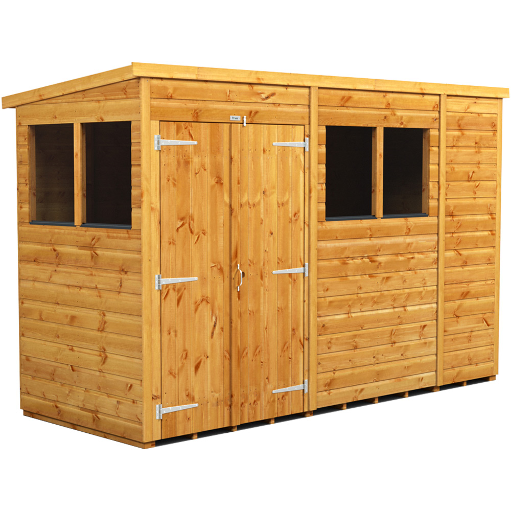 Power Sheds 10 x 4ft Double Door Pent Wooden Shed with Window Image 1