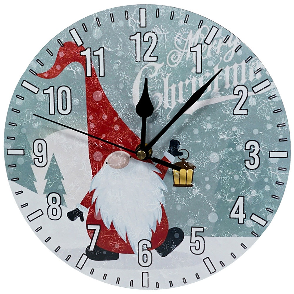 Xmas Haus Christmas Gonk Santa Wall Clock 23cm Image 1