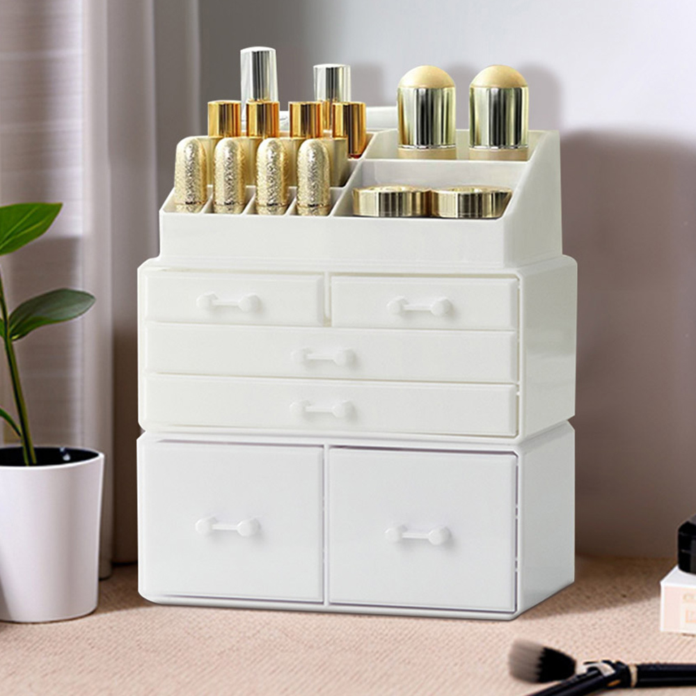 Living and Home White Acrylic Makeup Organiser with Drawers Image 8