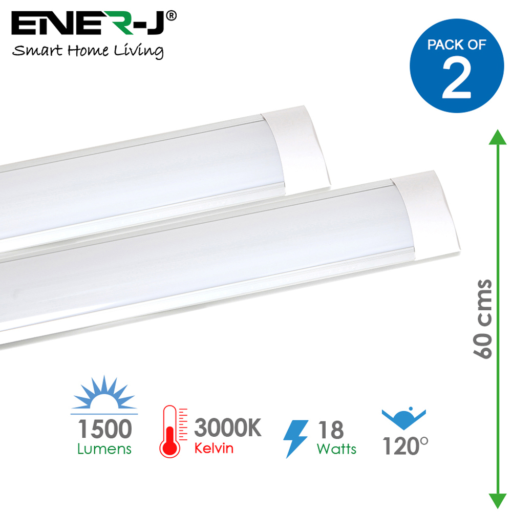 ENER-J 18W 3000K LED Prismatic Batten 60cm 2 Pack Image 7