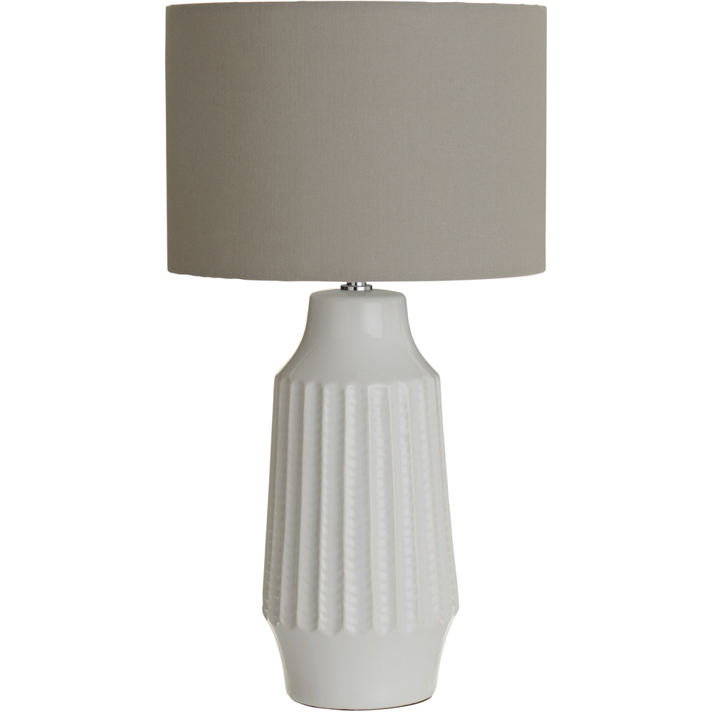 Wilko White Ceramic Knit Base Table Lamp Image 1